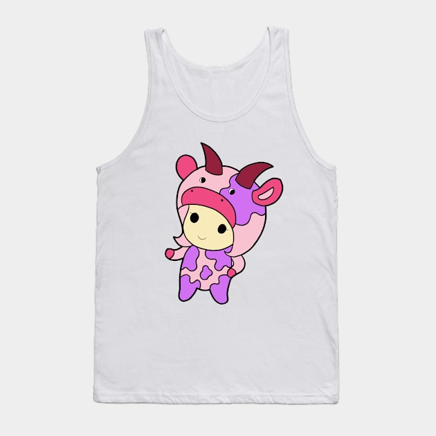 Kawaii Purple Cow - Cow Anthro Tank Top by coloringiship